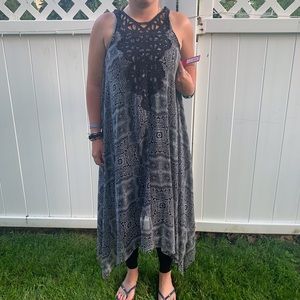 Long Black / Gray Flowy Dress